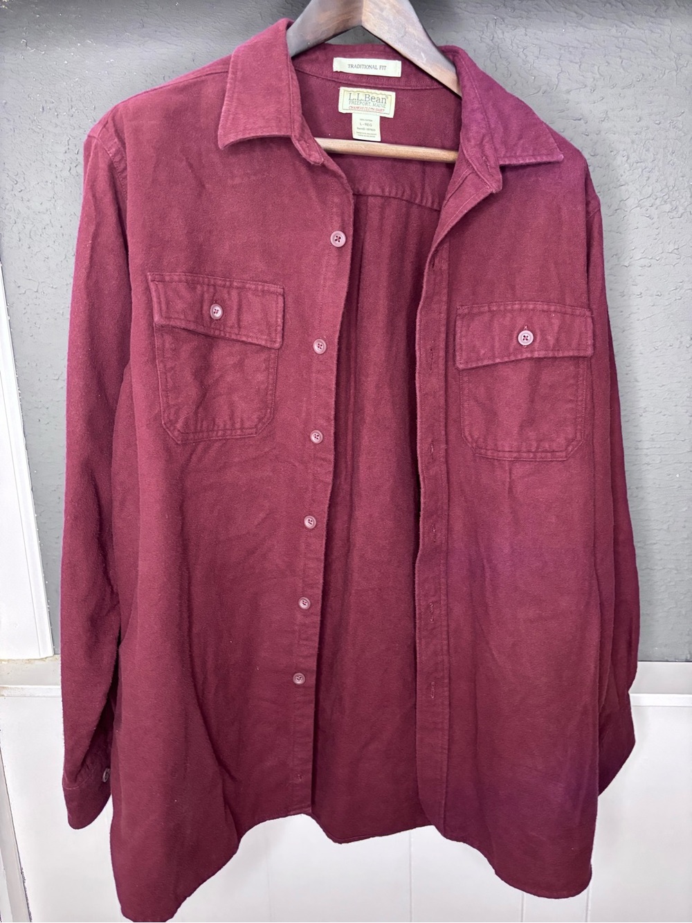 L.L. Bean Men's Wine Button-Up Corduroy Shirt Jacket